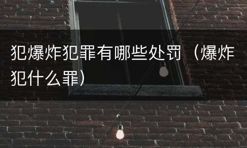 犯爆炸犯罪有哪些处罚（爆炸犯什么罪）