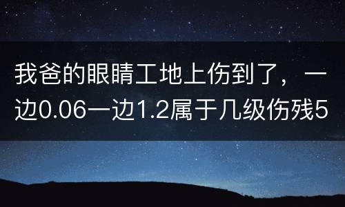 我爸的眼睛工地上伤到了，一边0.06一边1.2属于几级伤残53岁了能陪多少钱谢谢