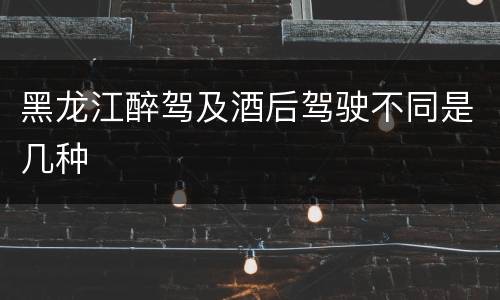黑龙江醉驾及酒后驾驶不同是几种