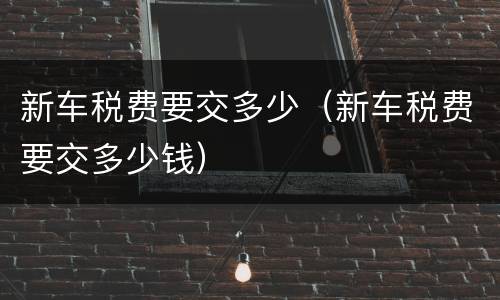 新车税费要交多少（新车税费要交多少钱）