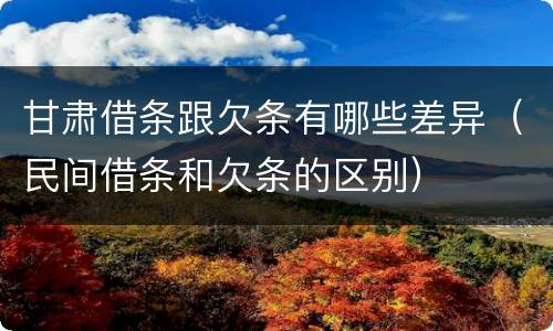 甘肃借条跟欠条有哪些差异（民间借条和欠条的区别）