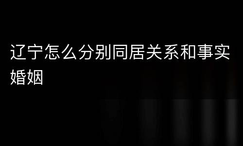 辽宁怎么分别同居关系和事实婚姻