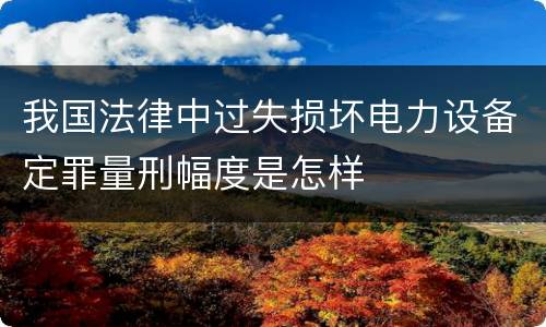 我国法律中过失损坏电力设备定罪量刑幅度是怎样