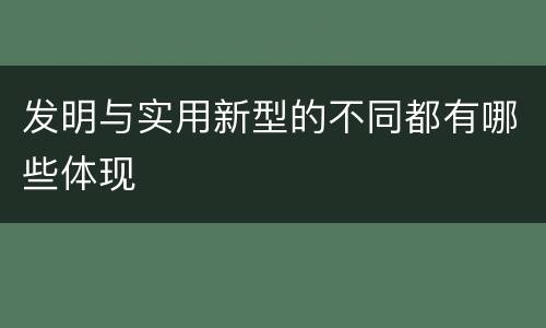 发明与实用新型的不同都有哪些体现