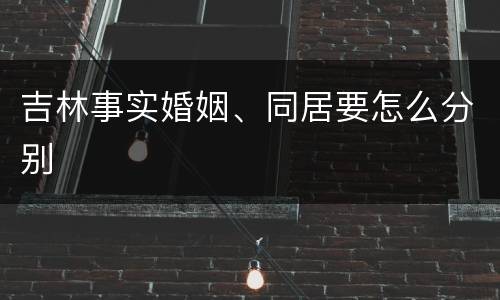 吉林事实婚姻、同居要怎么分别