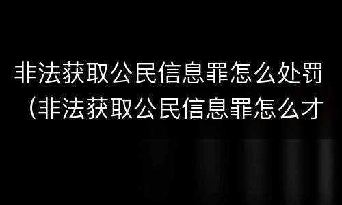 非法获取公民信息罪怎么处罚（非法获取公民信息罪怎么才可以从轻处理）
