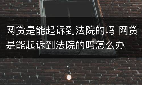 网贷是能起诉到法院的吗 网贷是能起诉到法院的吗怎么办