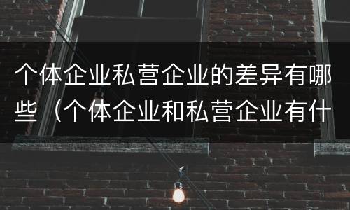 个体企业私营企业的差异有哪些（个体企业和私营企业有什么联系?）