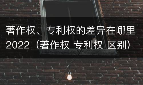 著作权、专利权的差异在哪里2022（著作权 专利权 区别）