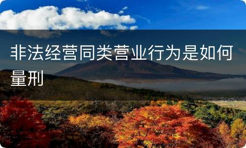 非法经营同类营业行为是如何量刑