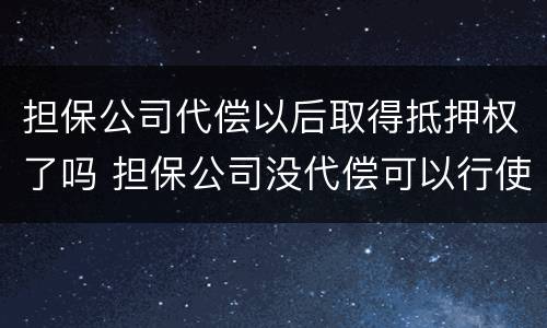 担保公司代偿以后取得抵押权了吗 担保公司没代偿可以行使抵押权