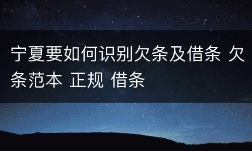 宁夏要如何识别欠条及借条 欠条范本 正规 借条