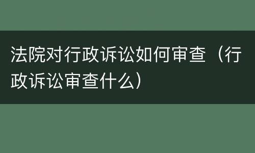 法院对行政诉讼如何审查（行政诉讼审查什么）