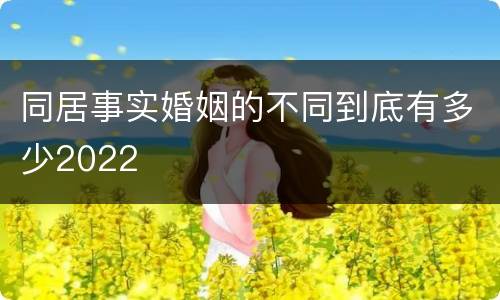 同居事实婚姻的不同到底有多少2022