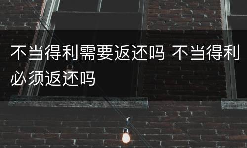 不当得利需要返还吗 不当得利必须返还吗