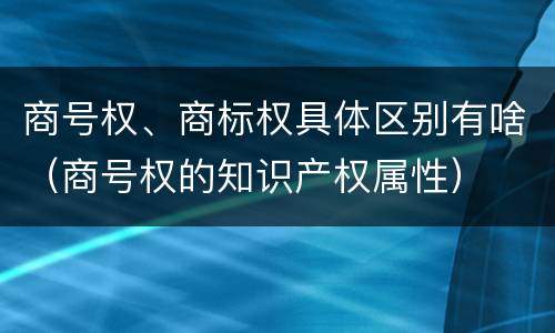 商号权、商标权具体区别有啥（商号权的知识产权属性）