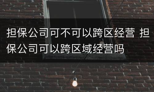 担保公司可不可以跨区经营 担保公司可以跨区域经营吗