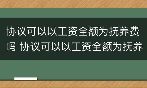 协议可以以工资全额为抚养费吗 协议可以以工资全额为抚养费吗合法吗