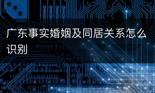 广东事实婚姻及同居关系怎么识别