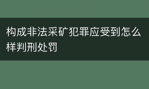 构成非法采矿犯罪应受到怎么样判刑处罚