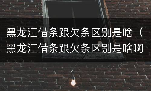 黑龙江借条跟欠条区别是啥（黑龙江借条跟欠条区别是啥啊）