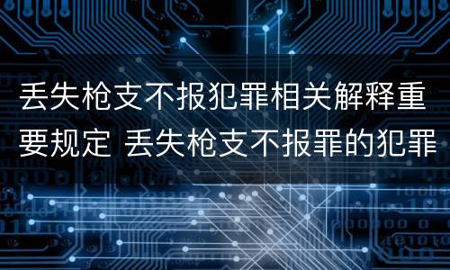 丢失枪支不报犯罪相关解释重要规定 丢失枪支不报罪的犯罪主体只能是