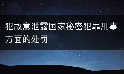 犯故意泄露国家秘密犯罪刑事方面的处罚