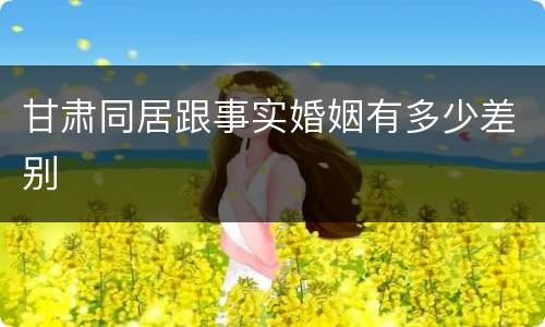 甘肃同居跟事实婚姻有多少差别