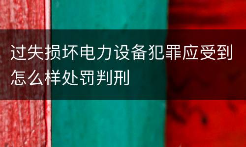 过失损坏电力设备犯罪应受到怎么样处罚判刑