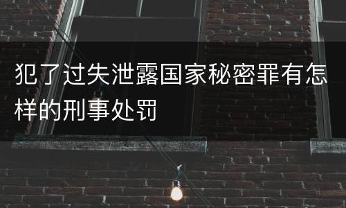 犯了过失泄露国家秘密罪有怎样的刑事处罚