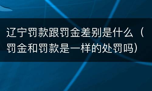 辽宁罚款跟罚金差别是什么（罚金和罚款是一样的处罚吗）