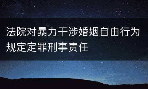 法院对暴力干涉婚姻自由行为规定定罪刑事责任