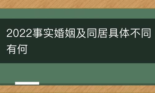 2022事实婚姻及同居具体不同有何