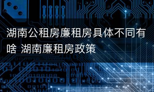 湖南公租房廉租房具体不同有啥 湖南廉租房政策