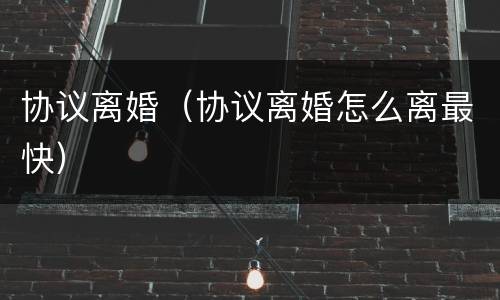 协议离婚（协议离婚怎么离最快）