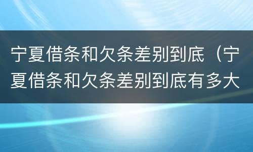 宁夏借条和欠条差别到底（宁夏借条和欠条差别到底有多大）
