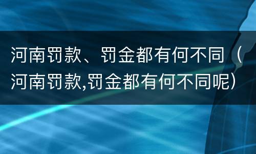 河南罚款、罚金都有何不同（河南罚款,罚金都有何不同呢）