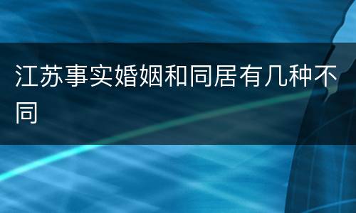 江苏事实婚姻和同居有几种不同