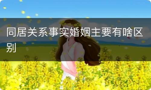 同居关系事实婚姻主要有啥区别
