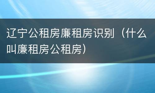 辽宁公租房廉租房识别（什么叫廉租房公租房）