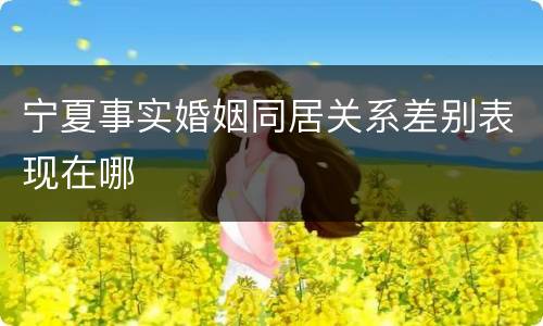 宁夏事实婚姻同居关系差别表现在哪