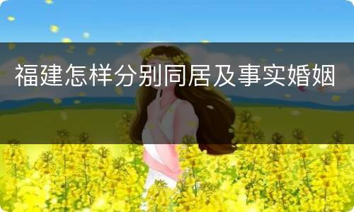 福建怎样分别同居及事实婚姻