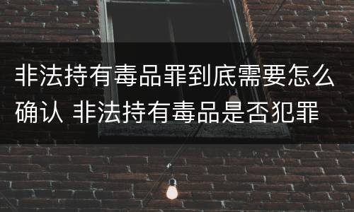 非法持有毒品罪到底需要怎么确认 非法持有毒品是否犯罪