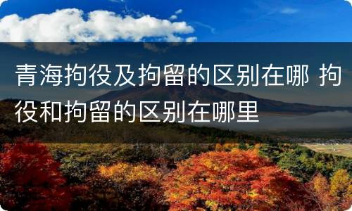 青海拘役及拘留的区别在哪 拘役和拘留的区别在哪里