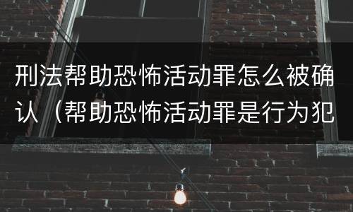 刑法帮助恐怖活动罪怎么被确认（帮助恐怖活动罪是行为犯吗）