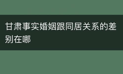 甘肃事实婚姻跟同居关系的差别在哪