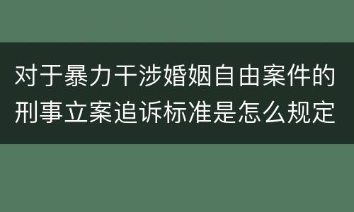 对于暴力干涉婚姻自由案件的刑事立案追诉标准是怎么规定