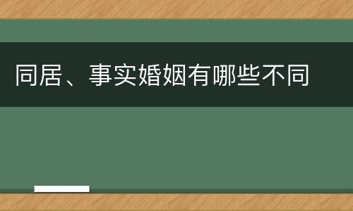 同居、事实婚姻有哪些不同