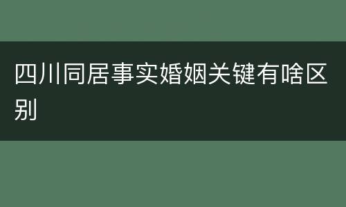 四川同居事实婚姻关键有啥区别