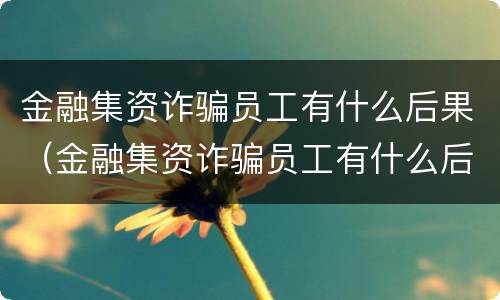 金融集资诈骗员工有什么后果（金融集资诈骗员工有什么后果嘛）